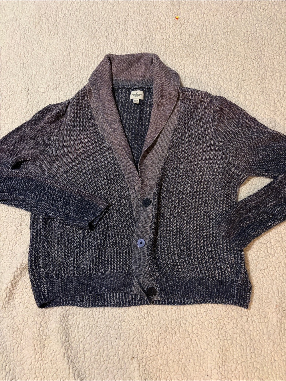 American Eagle Outfitters Two-Tone purple Shawl Collar Cardigan